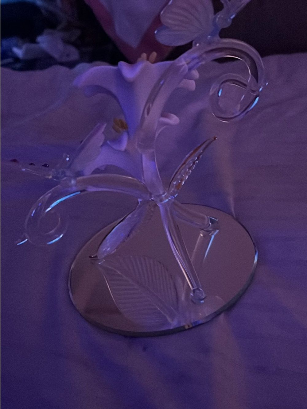 Hand-Blown Clear Glass Floral Sculpture - Home Art